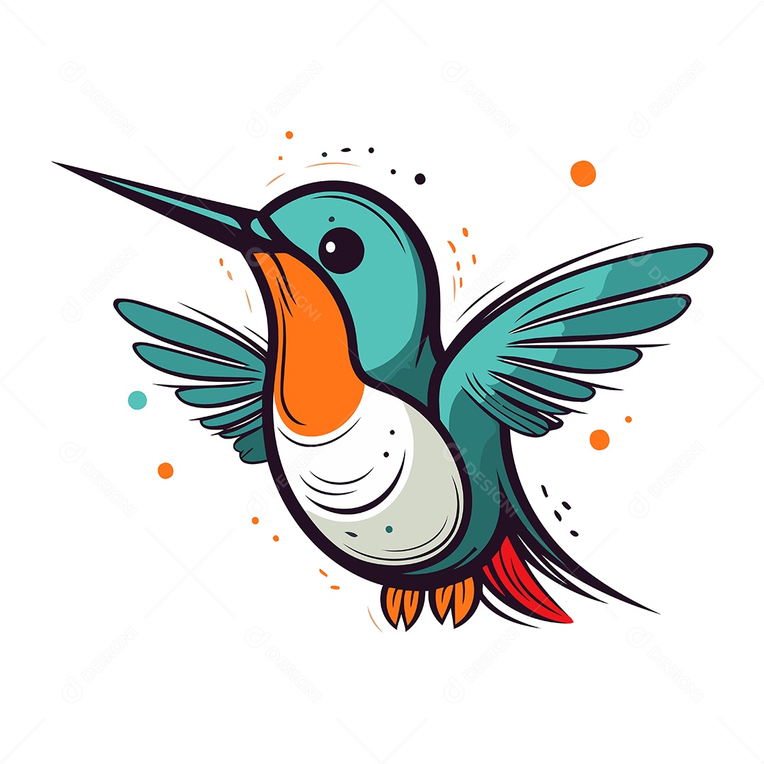 Beija Flor de Desenho Animado Ilustração Vetor EPS