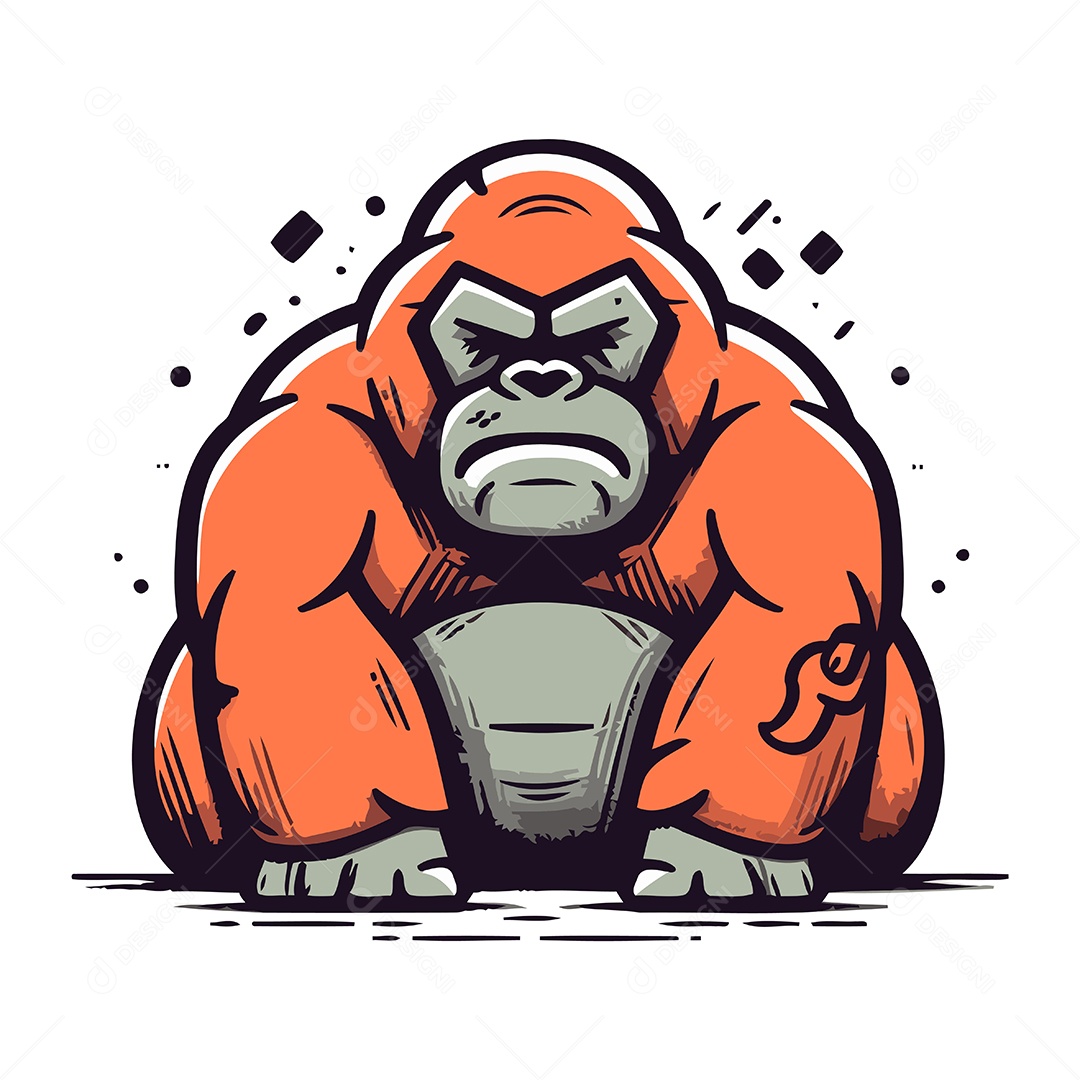 Gorila de Desenho Animado Ilustração Vetor EPS