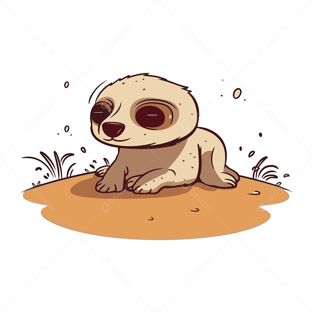 Preguiça Fofa de Desenho Animado Ilustração Vetor EPS