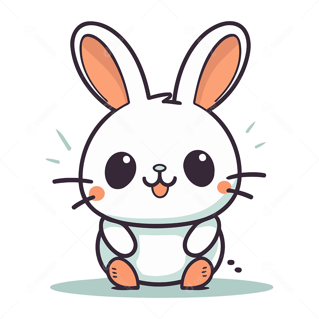 Coelho Bonito de Desenho Animado Ilustração Vetor EPS