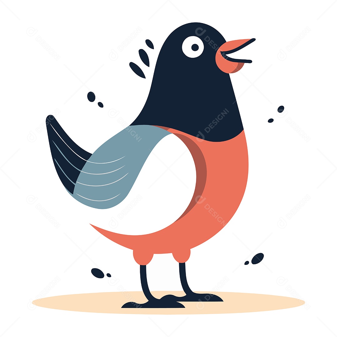 Passarinho Bonitinho de Desenho Animado Ilustração Vetor EPS