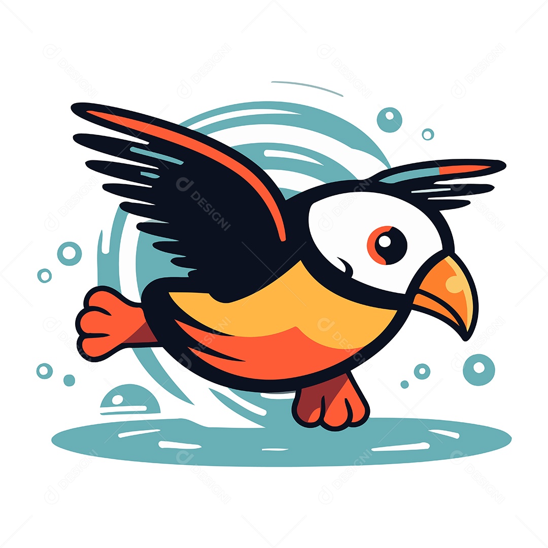 Papagaio Fofo de Desenho Animado Ilustração Vetor EPS