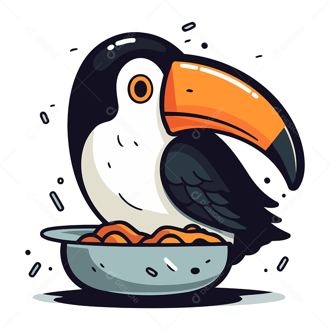 Tucano de Desenho Animado Ilustração Vetor EPS