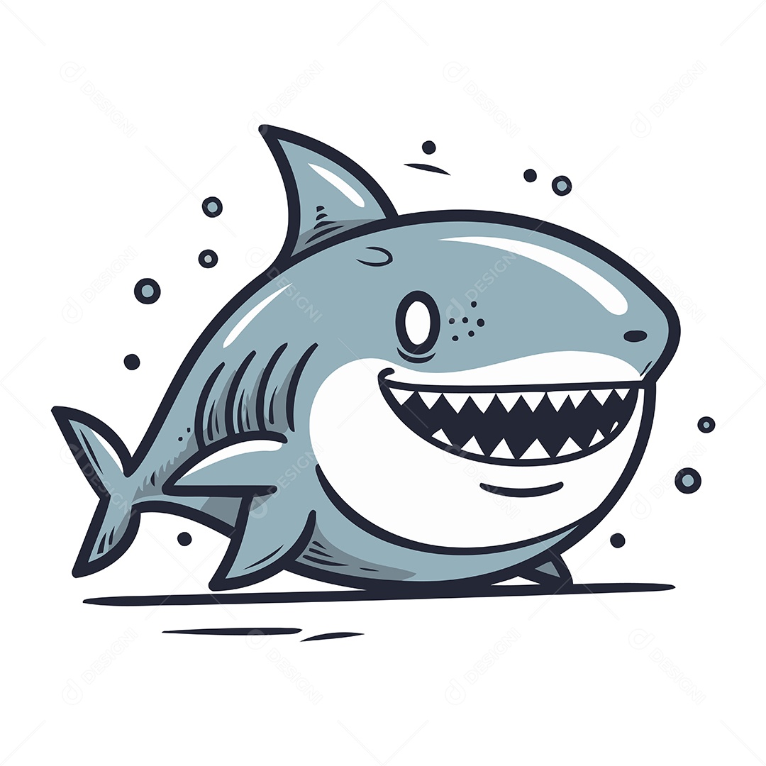 Tubarão de Desenho Animado Ilustração Vetor EPS