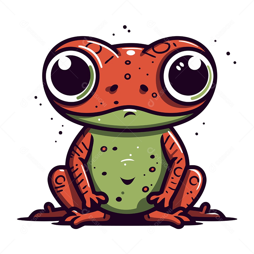 Sapo Bonito de Desenho Animado Ilustração Vetor EPS