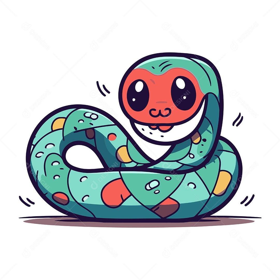 Cobra de Desenho Animado Fofo Ilustração Vetor EPS