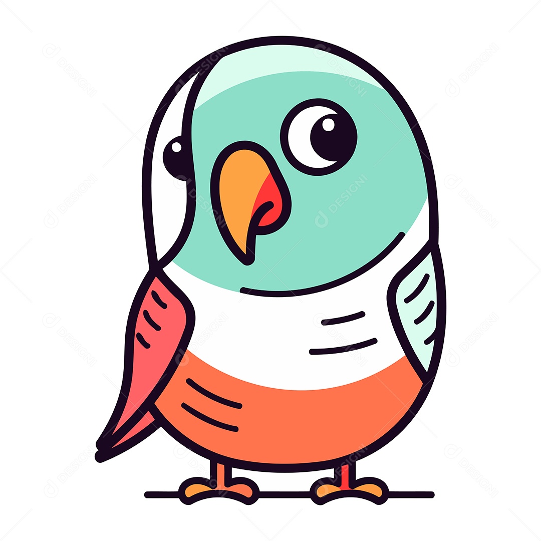 Papagaio Bonito de Desenho Animado Ilustração Vetor EPS