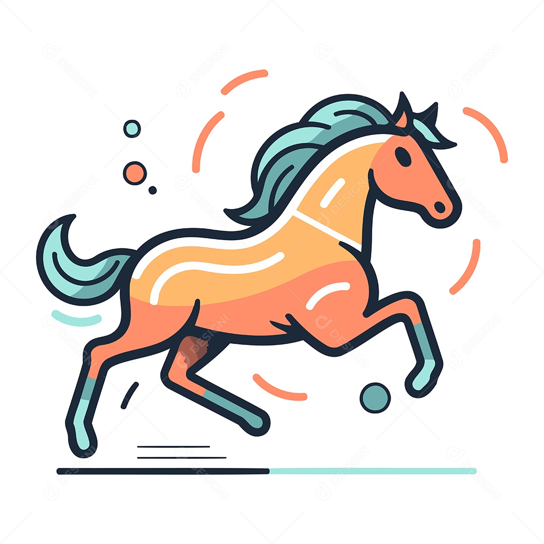 Cavalo Correndo de Desenho Animado Ilustração Vetor EPS