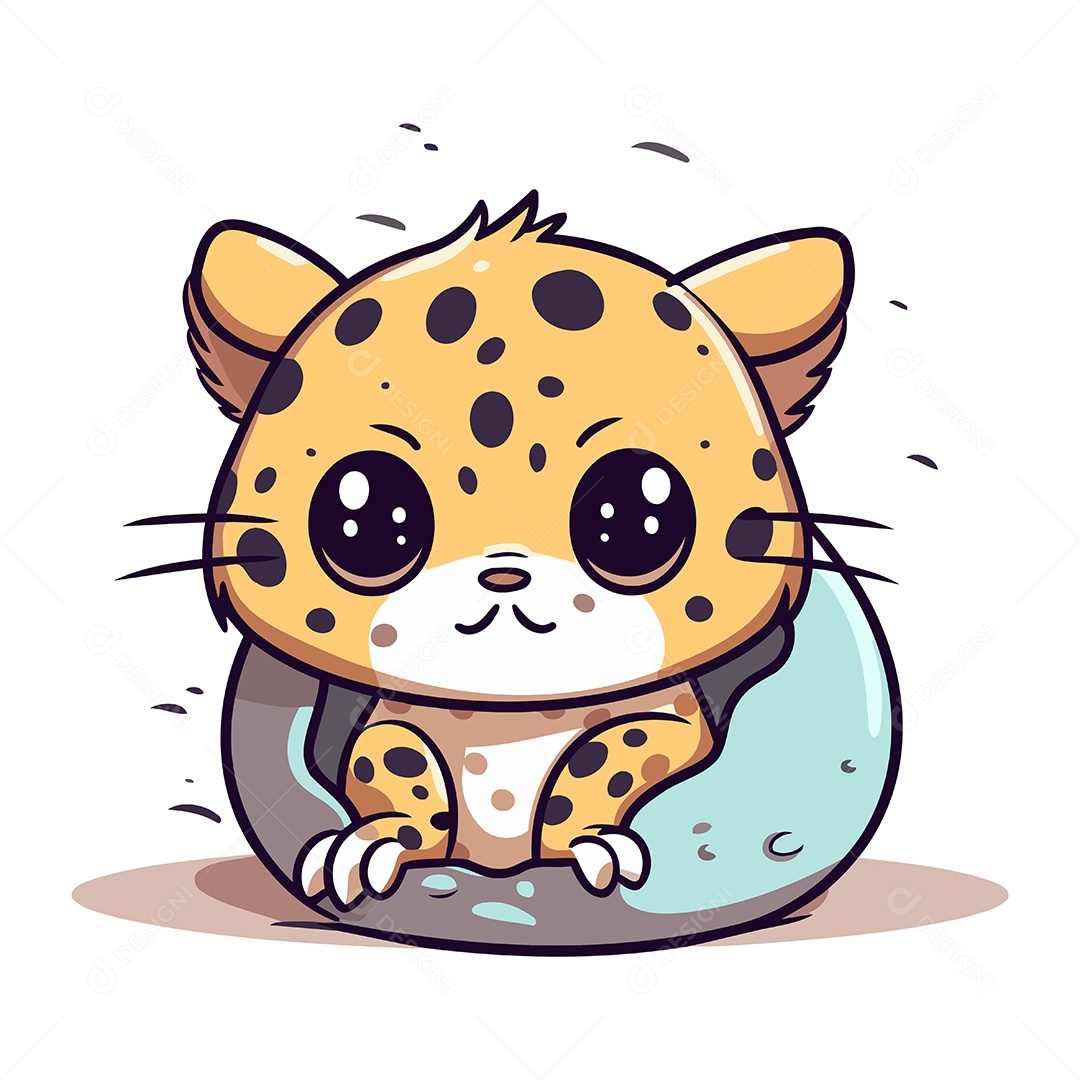 Leopardo Fofo de Desenho Animado Ilustração Vetor EPS