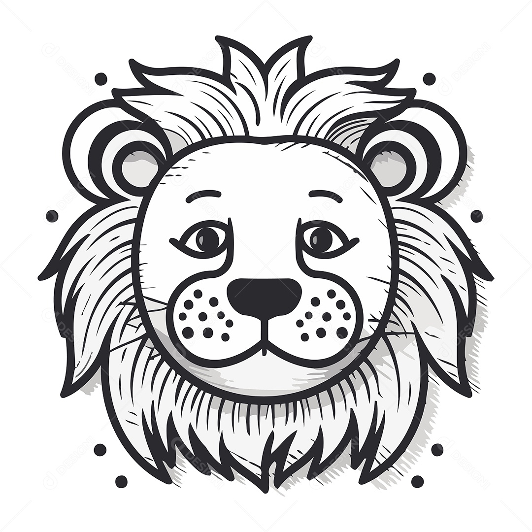 Cabeça de Leão de Desenho Animado Ilustração Vetor EPS