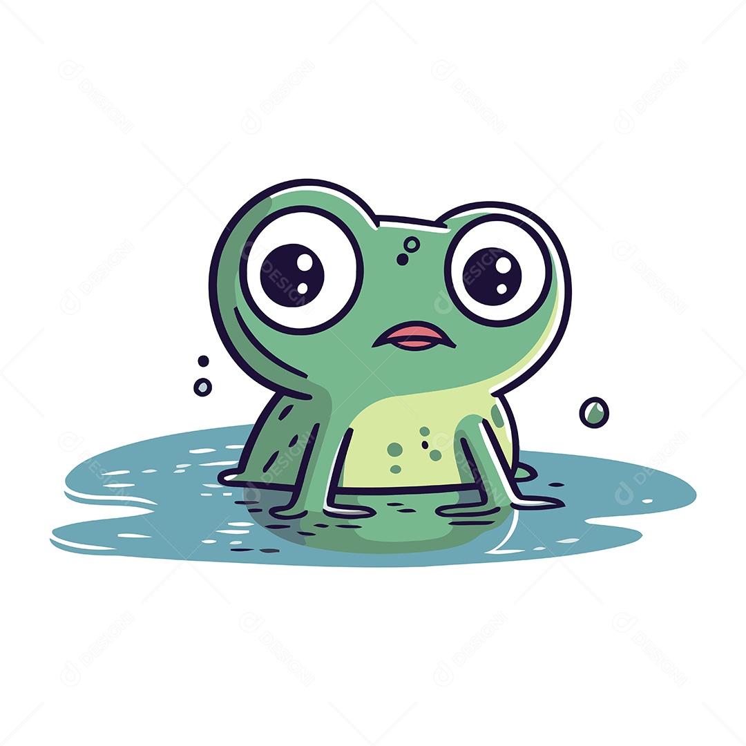 Sapo na Água de Desenho Animado Ilustração Vetor EPS