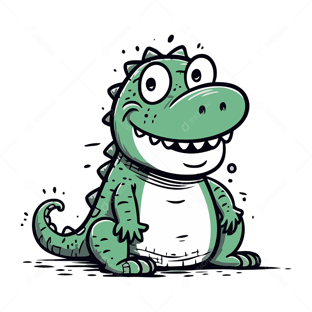 Crocodilo Fofo de Desenho Animado Ilustração Vetor EPS