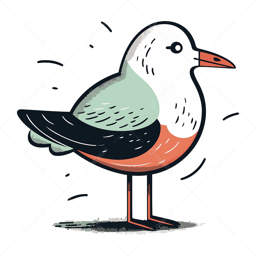 Gaivota de Desenho Animado Ilustração Vetor EPS