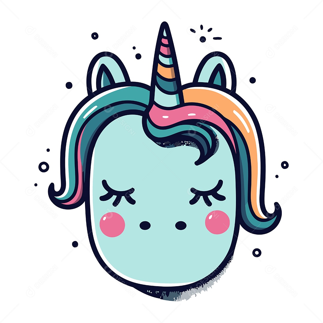 Cabeça de Unicórnio de Desenho Animado Ilustração Vetor EPS