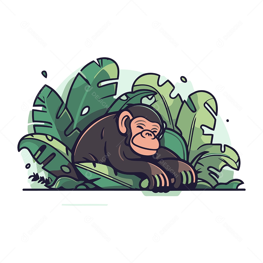 Chimpanzé de Desenho Animado Ilustração Vetor EPS