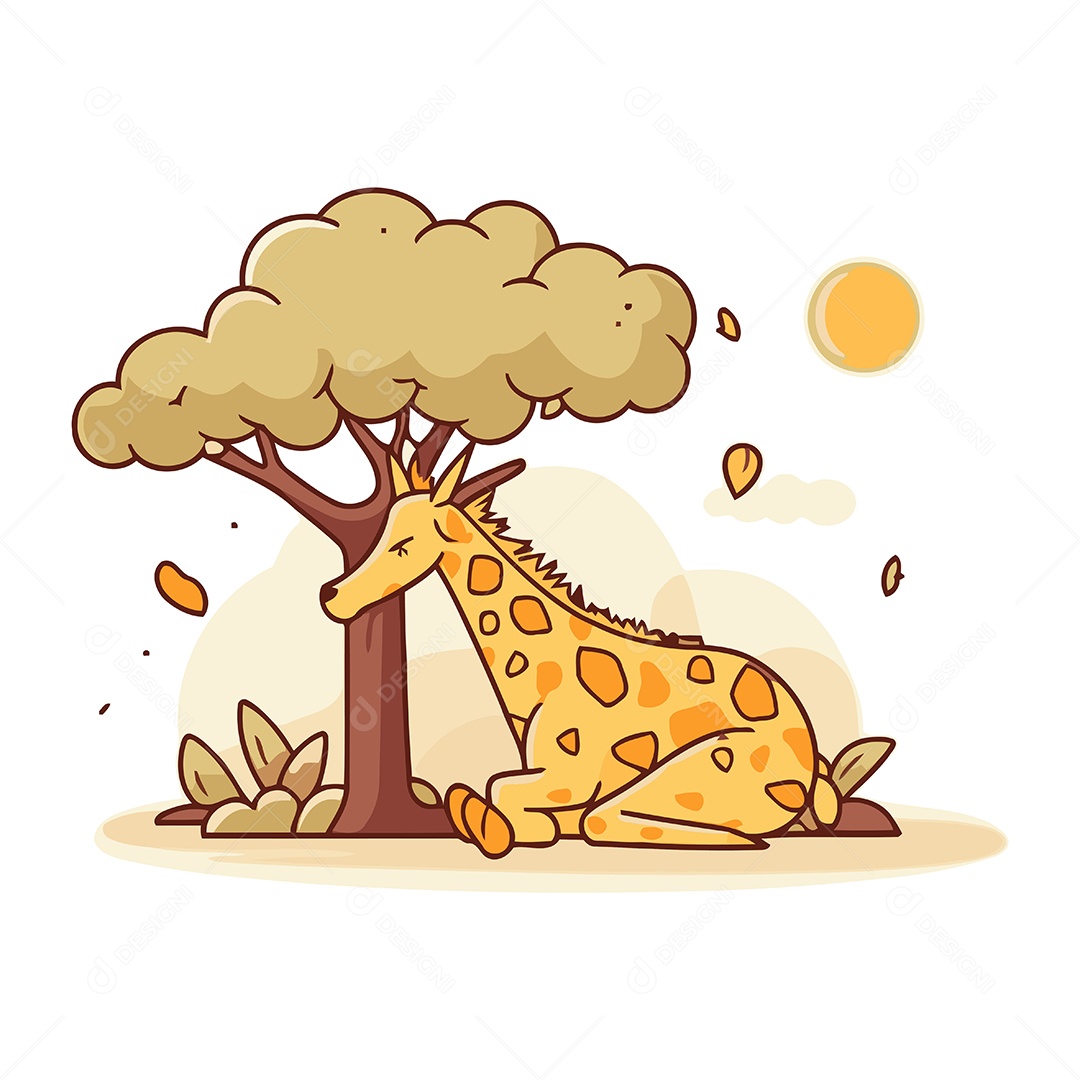 Girafa de Desenho Animado Ilustração Vetor EPS