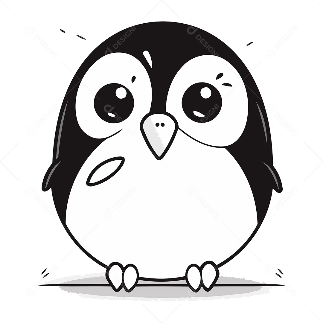 Pinguim Fofo de Desenho Animado Ilustração Vetor EPS