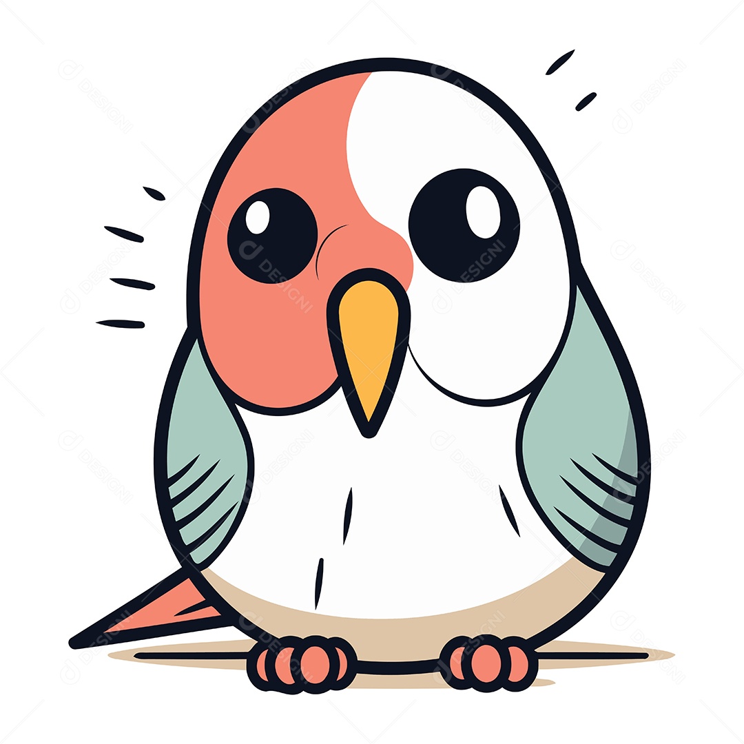 Papagaio Fofo de Desenho Animado Ilustração Vetor EPS