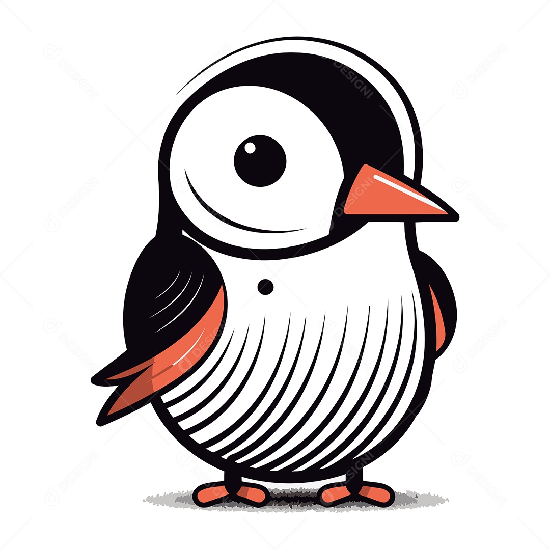 Pinguim Fofo de Desenho Animado Ilustração Vetor EPS