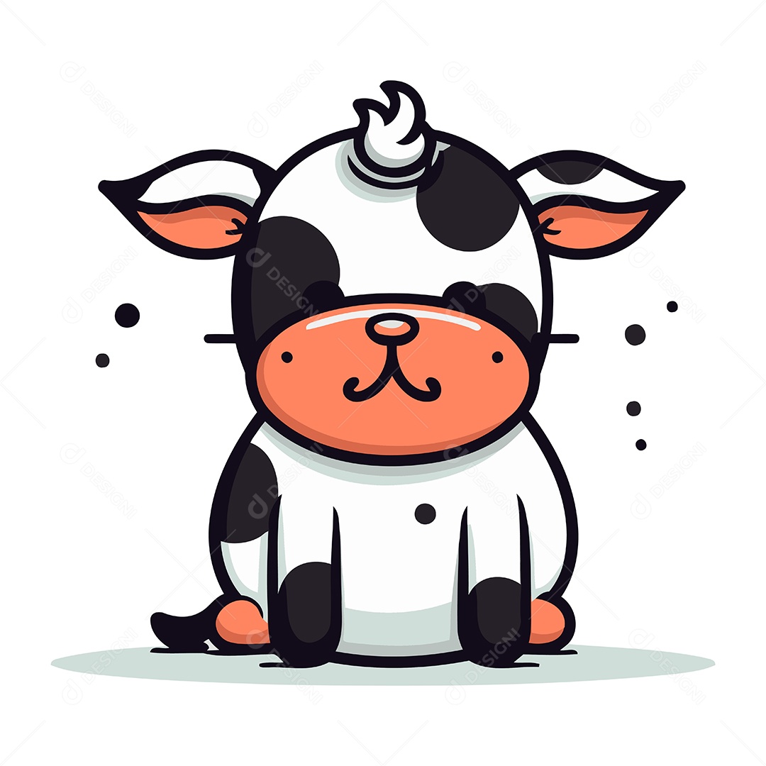 Vaca Fofa de Desenho Animado Ilustração Vetor EPS