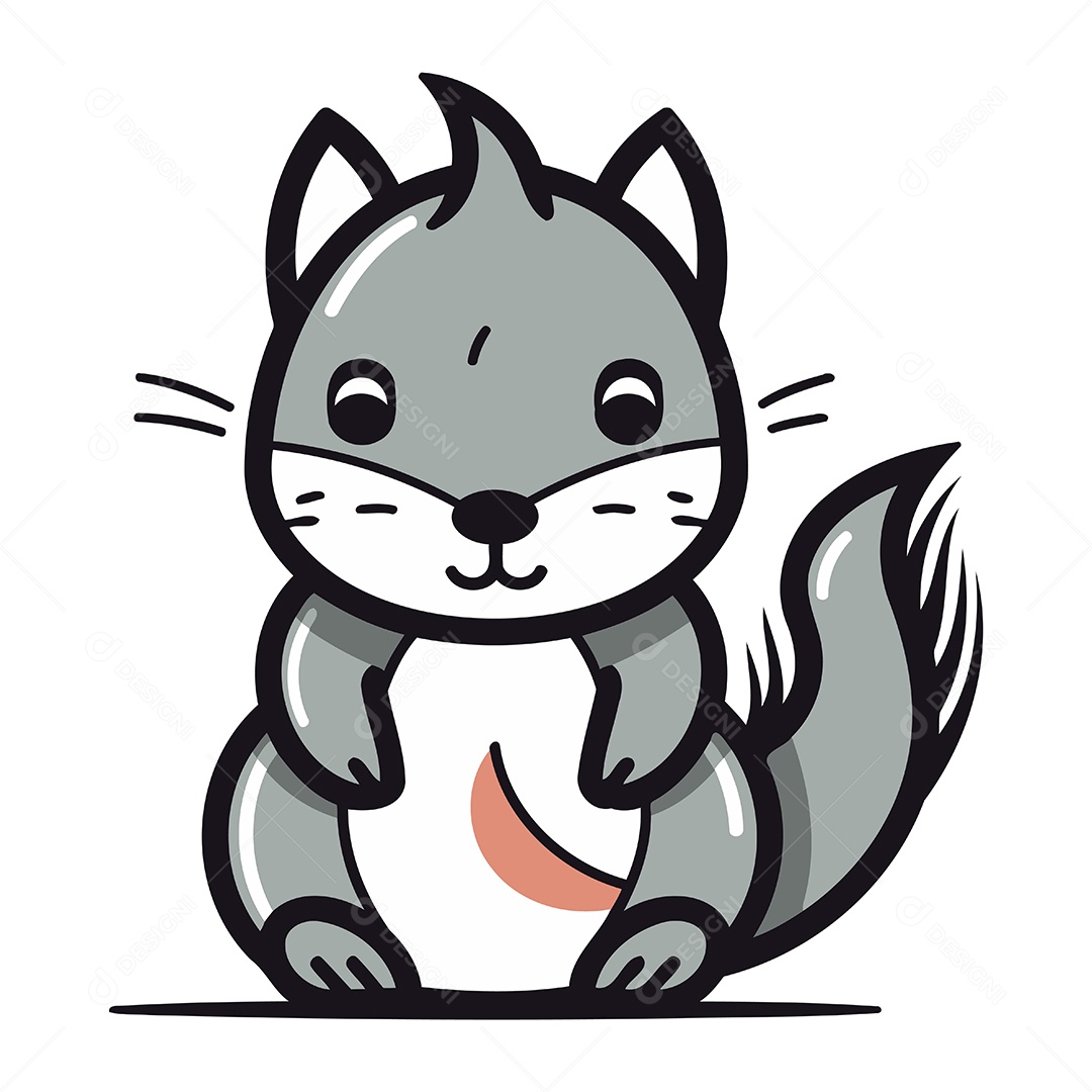 Esquilo Fofo de Desenho Animado Ilustração Vetor EPS