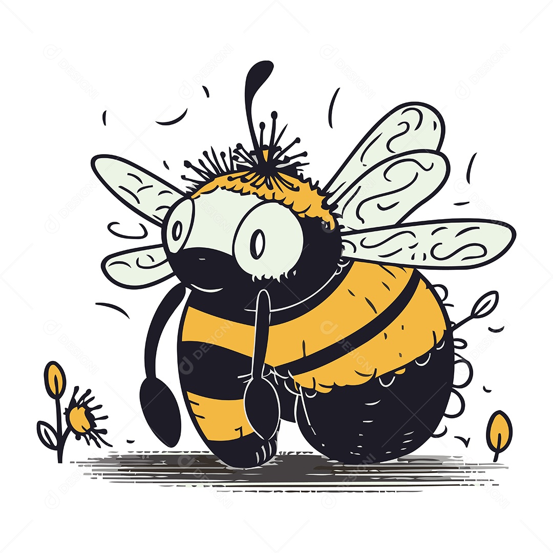 Abelha de Desenho Animado Ilustração Vetor EPS