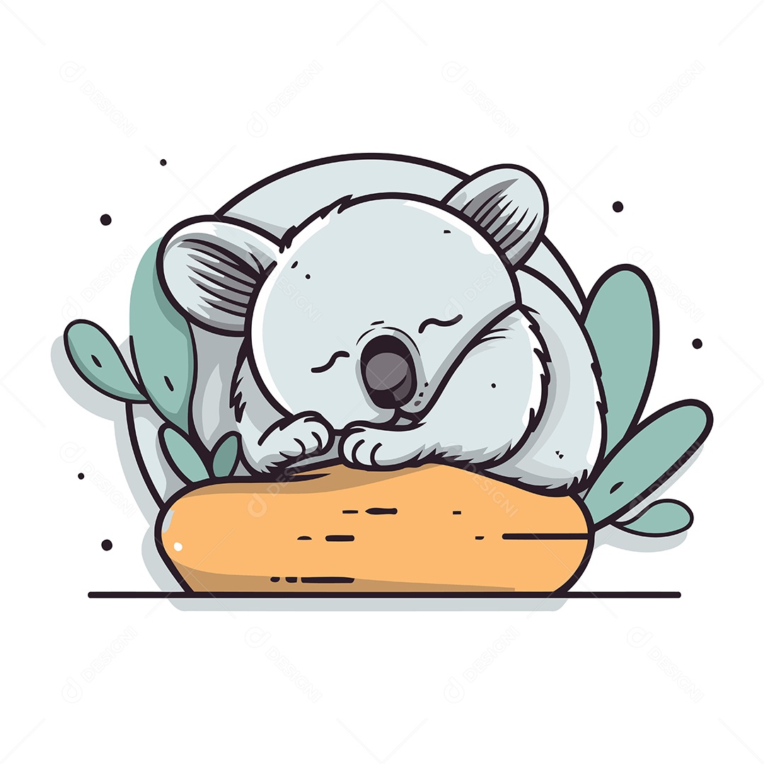 Coala Fofo de Desenho Animado Ilustração Vetor EPS