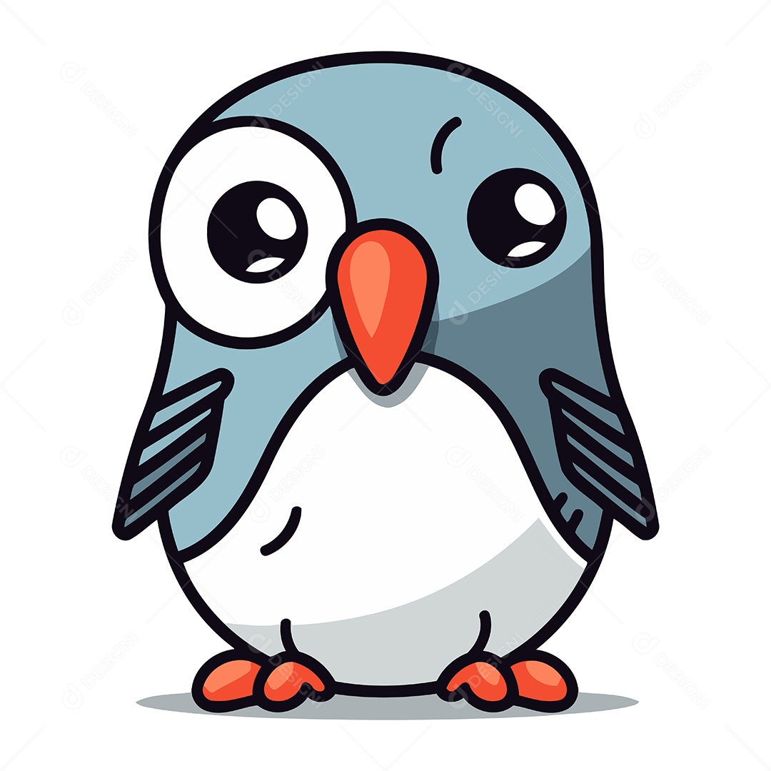Pinguim Fofo de Desenho Animado Ilustração Vetor EPS