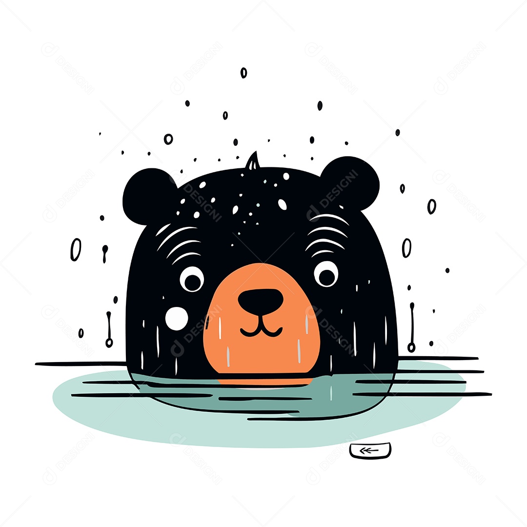 Urso Preto Fofo de Desenho Animado Ilustração Vetor EPS