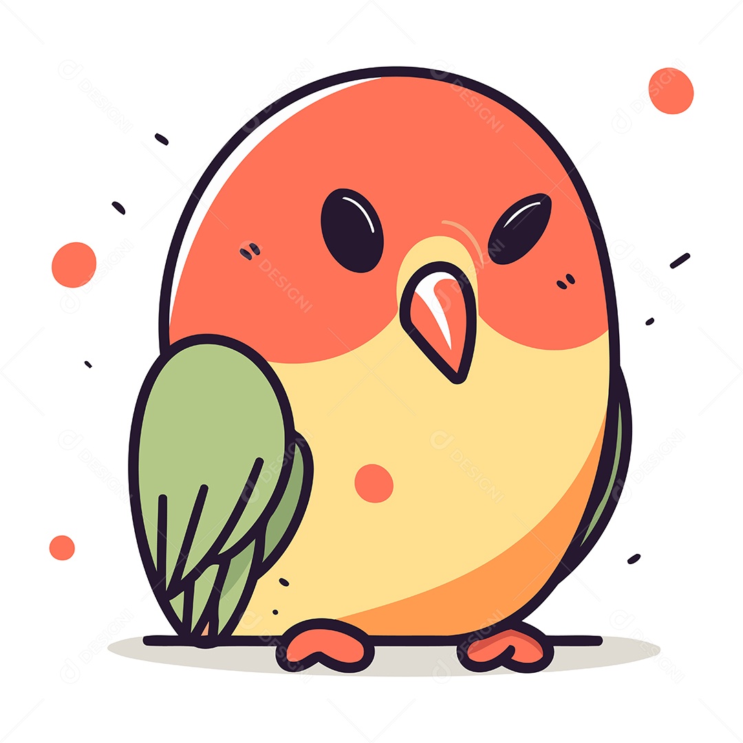 Papagaio Fofo de Desenho Animado Ilustração Vetor EPS