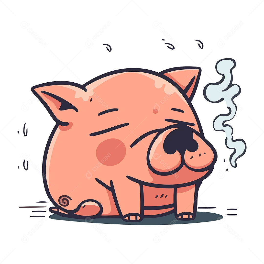 Porco de Desenho Animado Ilustração Vetor EPS