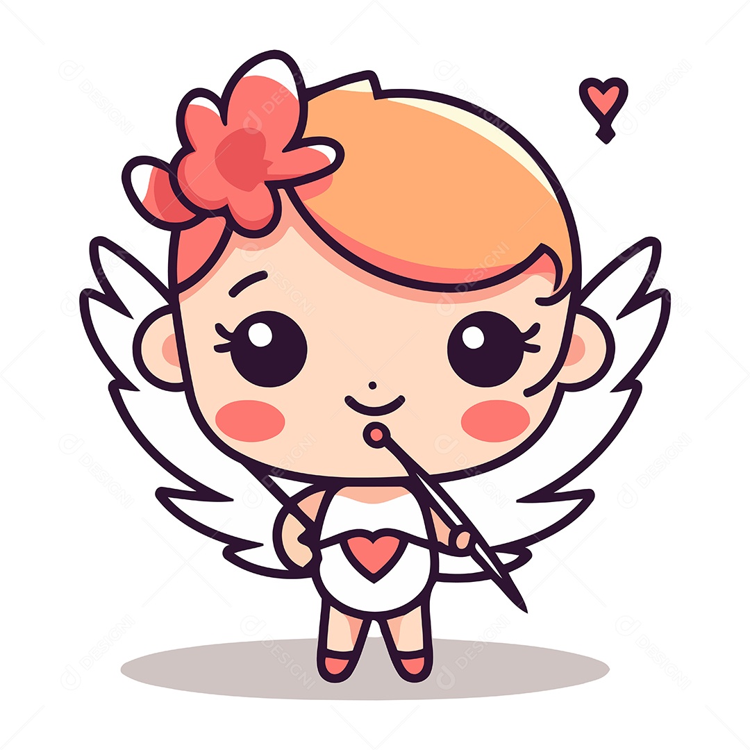 Cupido Bonitinho de Desenho Animado Ilustração Vetor EPS