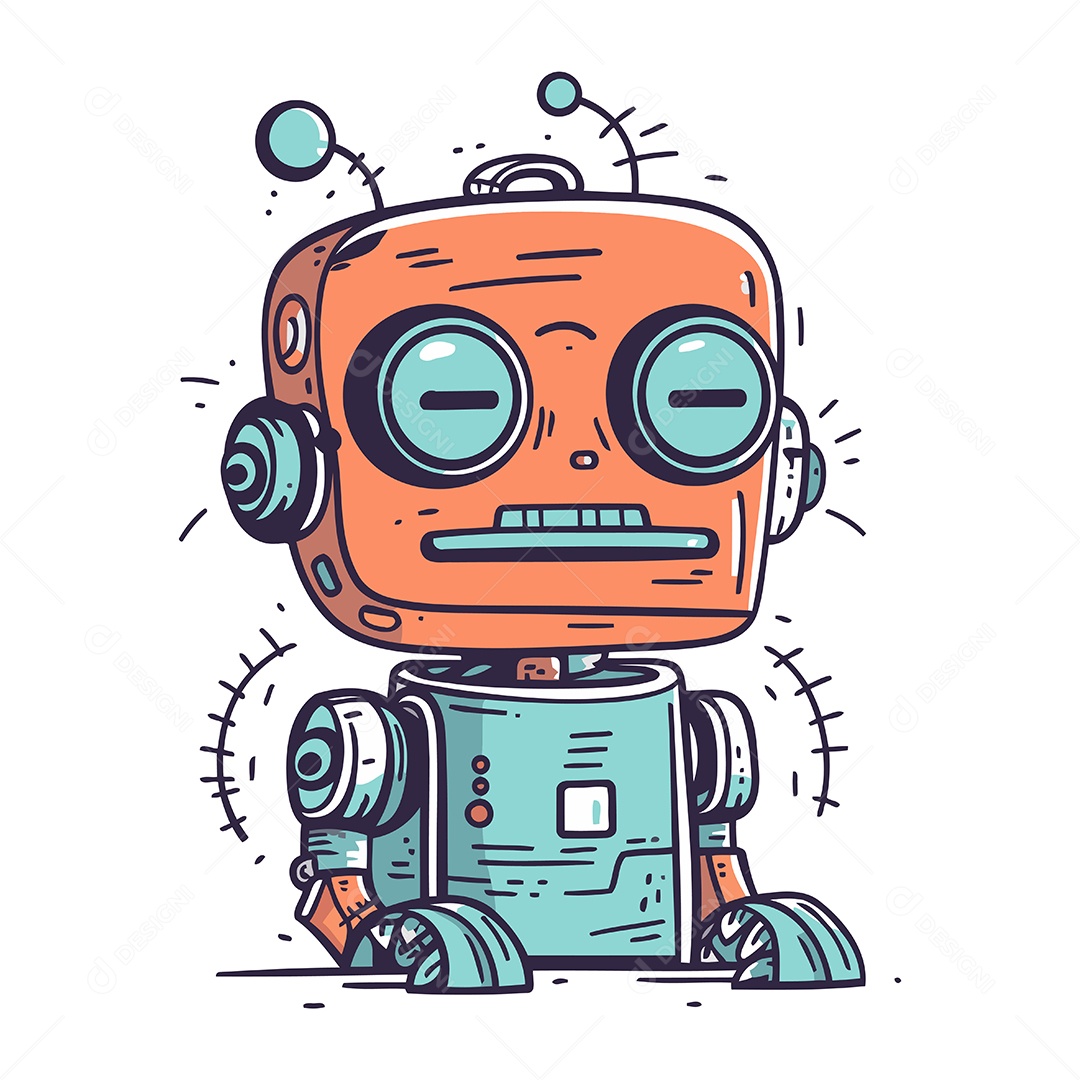 Robô de Desenho Animado Ilustração Vetor EPS