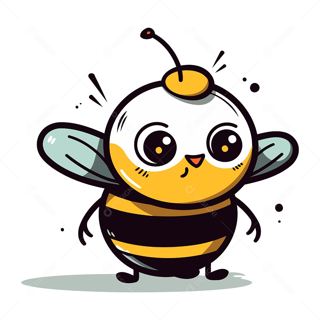 Abelha Fofa de Desenho Animado Ilustração Vetor EPS