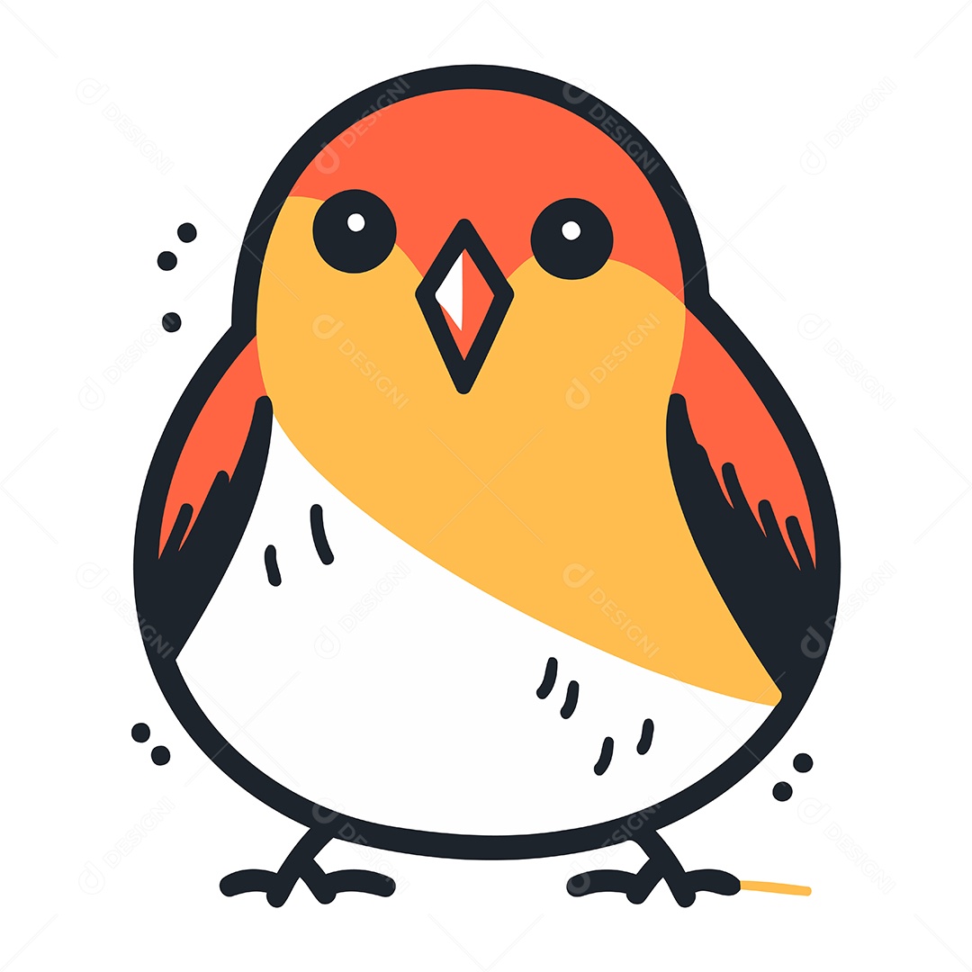 Pássaro Vermelho Bonito de Desenho Animado Ilustração Vetor EPS