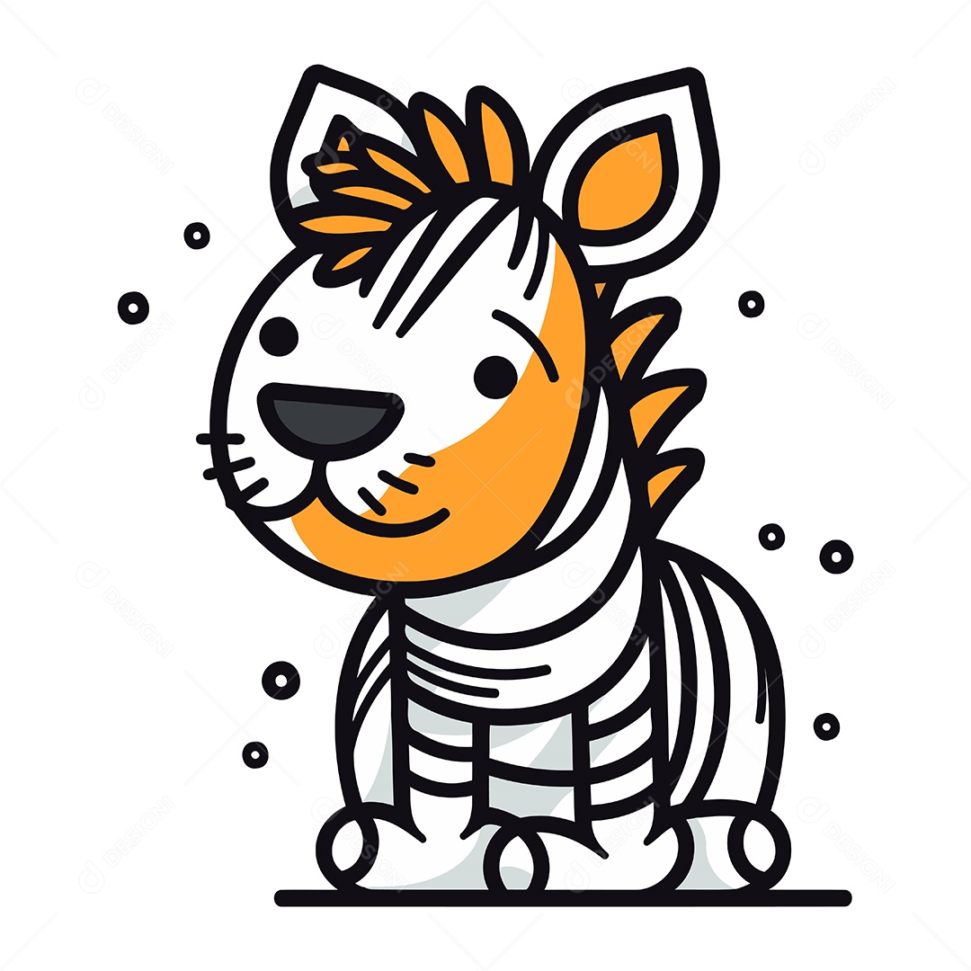 Zebra Fofa de Desenho Animado Ilustração Vetor EPS