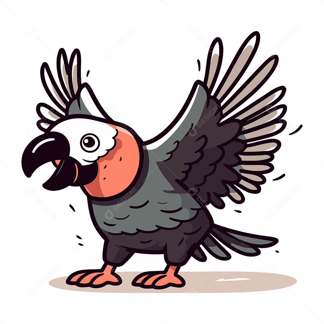 Papagaio Bonito de Desenho Animado Ilustração Vetor EPS