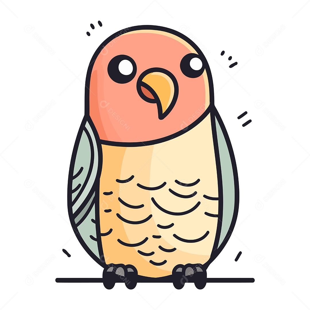 Papagaio Fofo de Desenho Animado Ilustração Vetor EPS