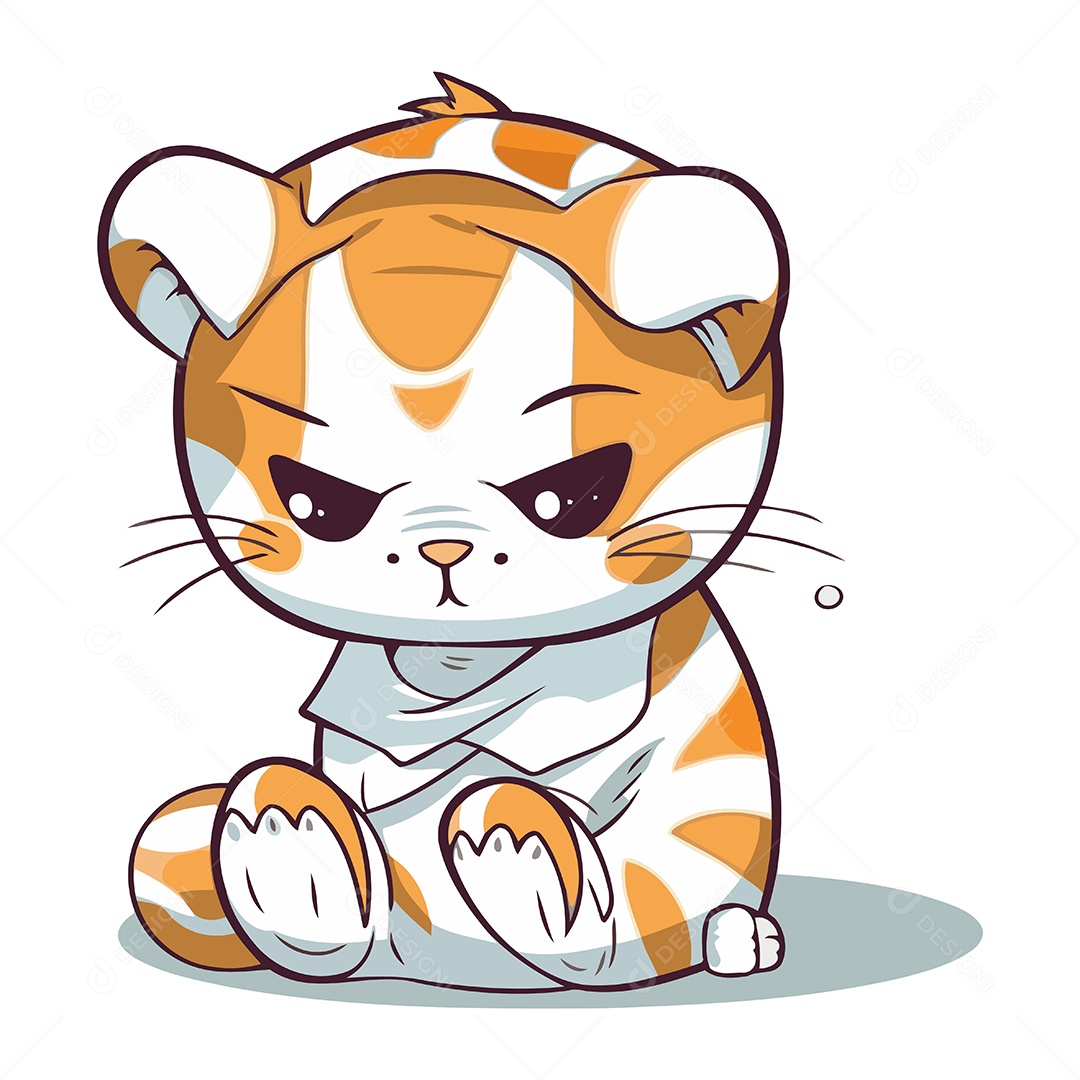 Tigre Fofo de Desenho Animado Ilustração Vetor EPS