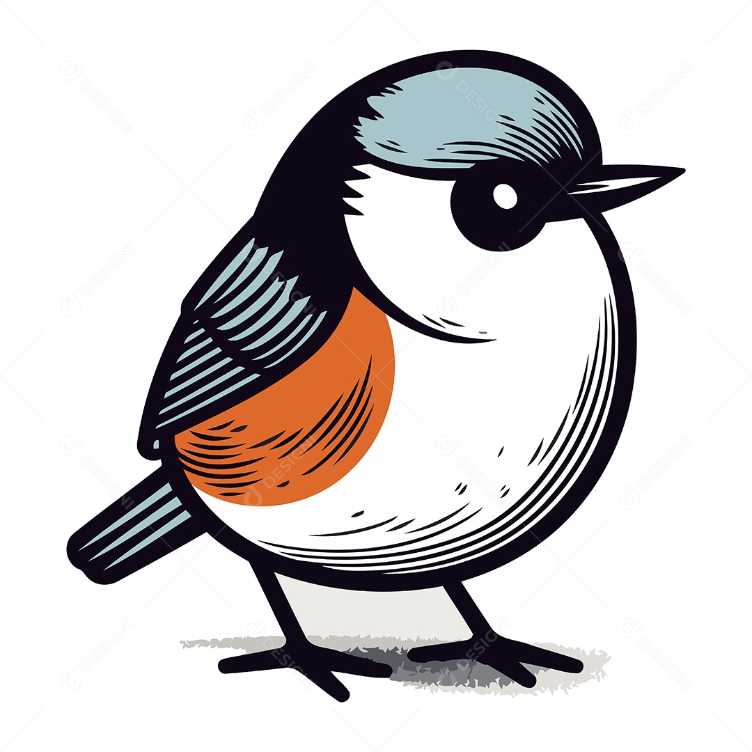 Pássaro Chapim  de Desenho Animado Ilustração Vetor EPS