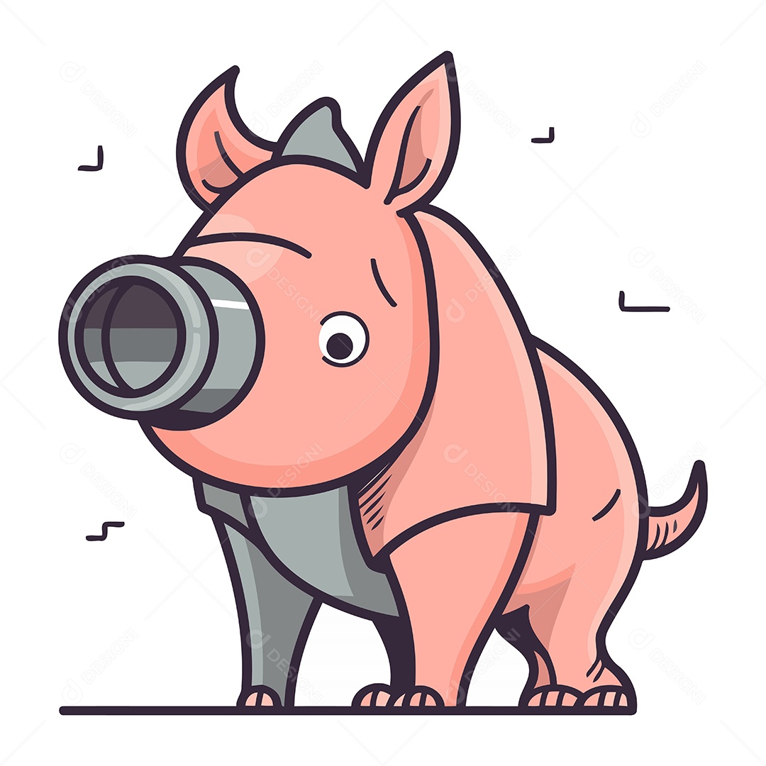 Porco Bonito de Desenho Animado Ilustração Vetor EPS