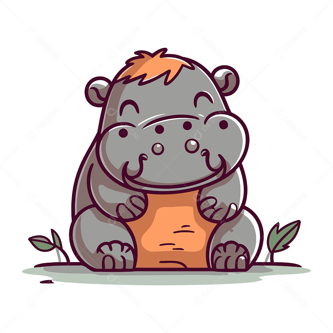 Hipopótamo de Desenho Animado Ilustração Vetor EPS