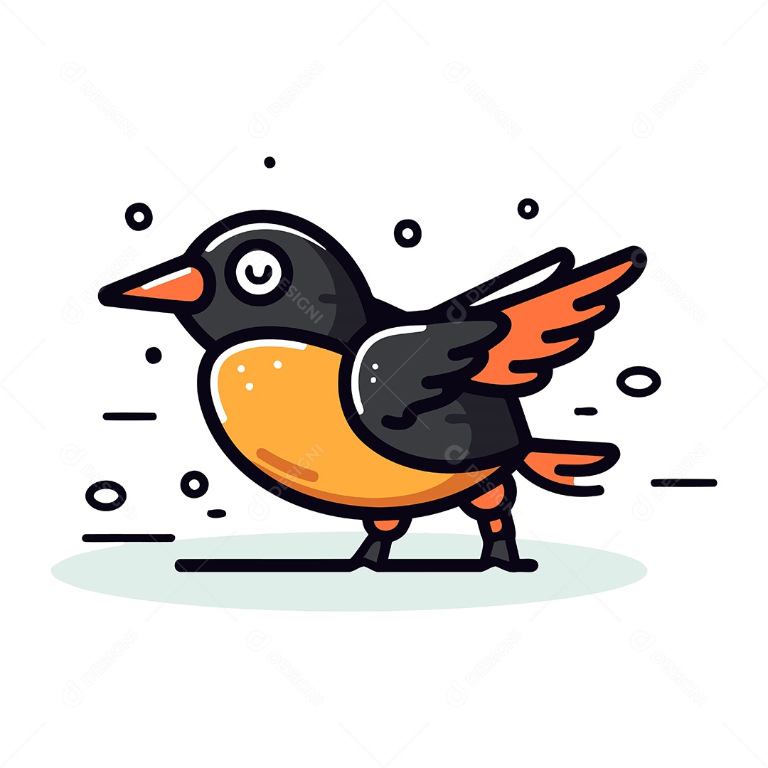 Passarinho Fofo de Desenho Animado Ilustração Vetor EPS