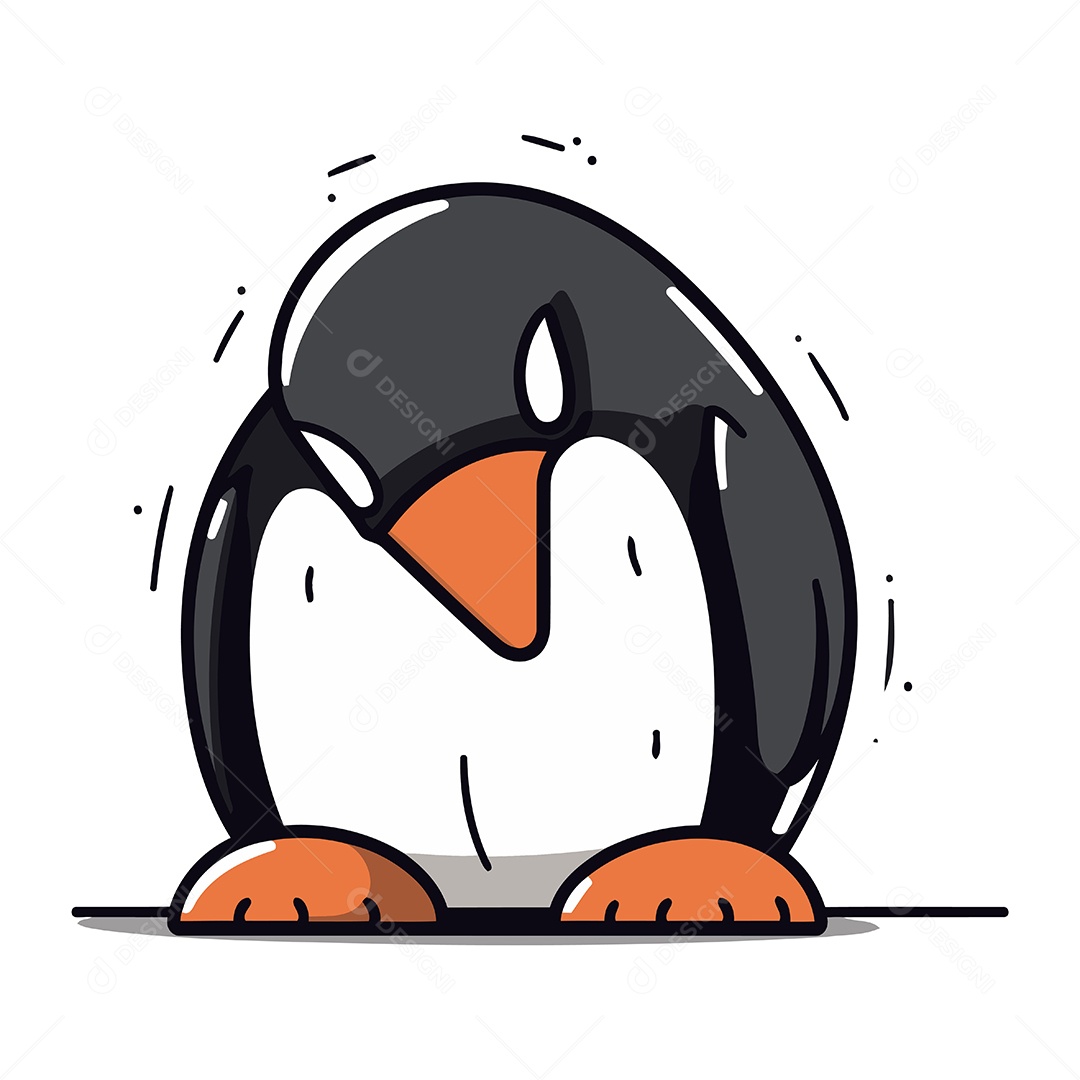 Pinguim Fofo de Desenho Animado Ilustração Vetor EPS
