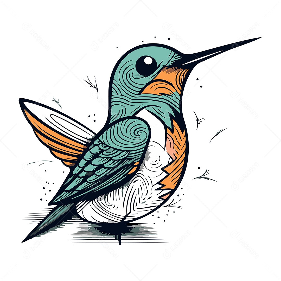 Beija Flor de Desenho Animado Ilustração Vetor EPS