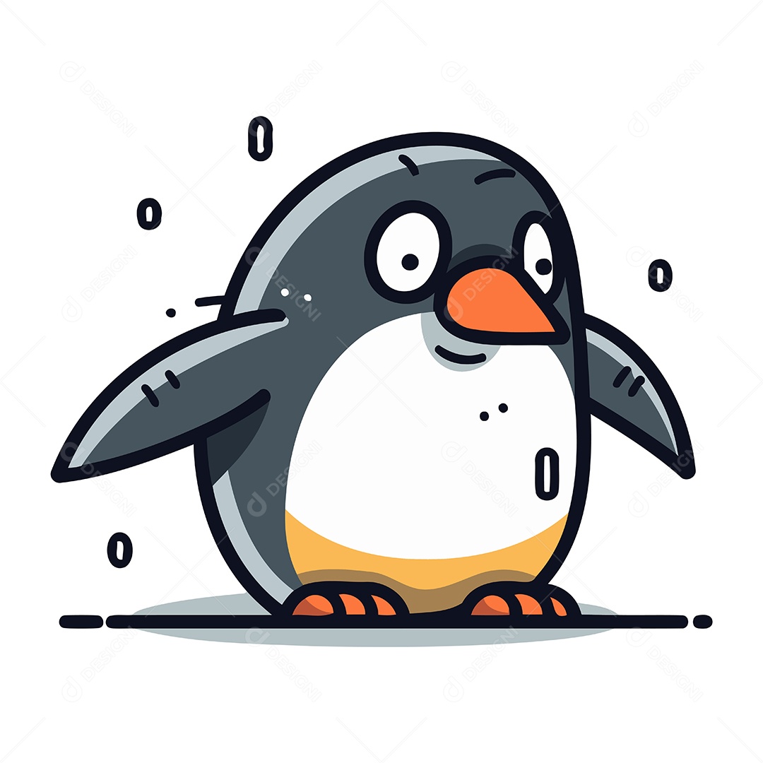 Pinguim Fofo de Desenho Animado Ilustração Vetor EPS