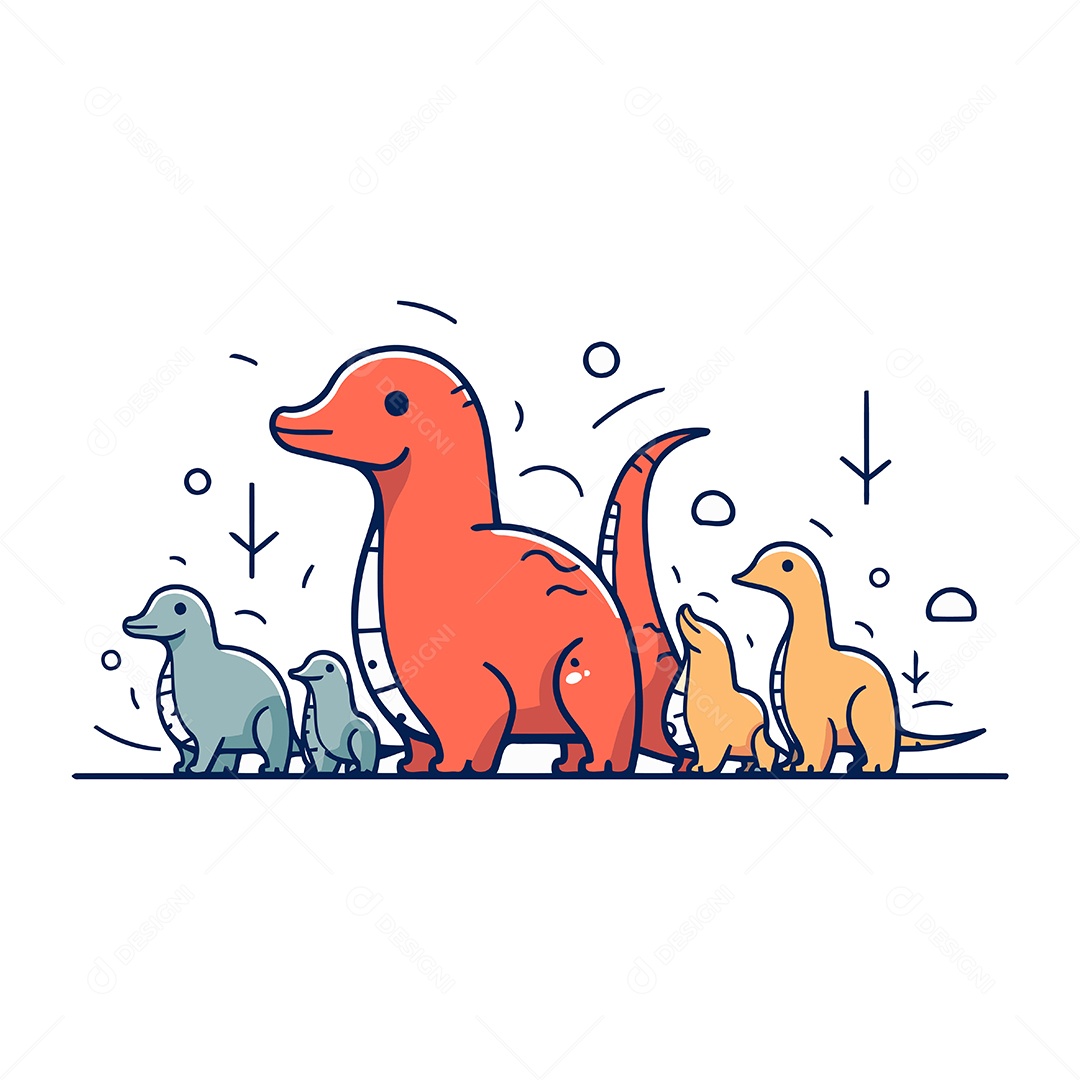 Dinossauros Fofos de Desenho Animado Ilustração Vetor EPS