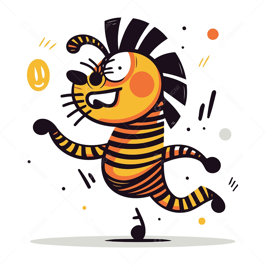 Tigre Engraçado de Desenho Animado Ilustração Vetor EPS