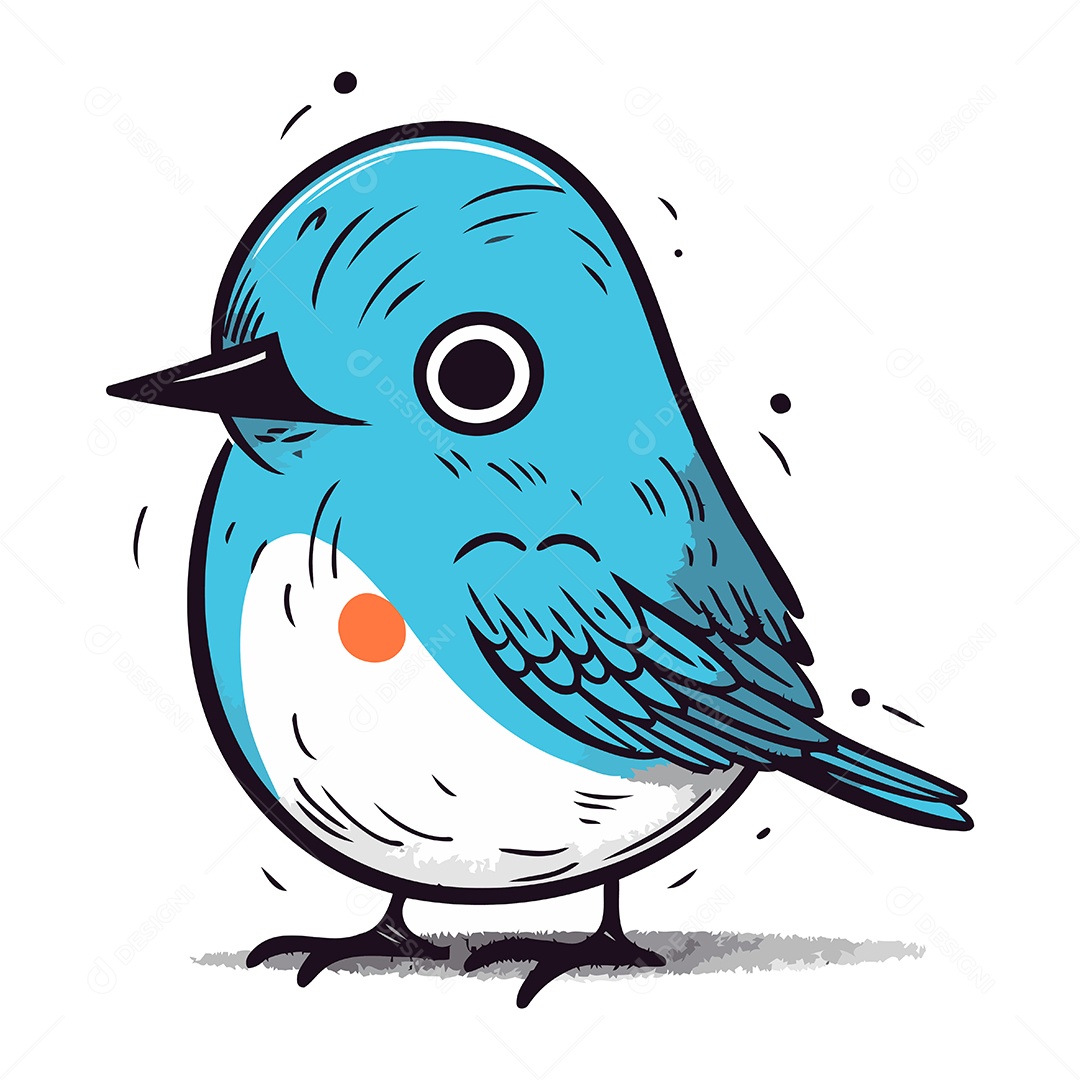 Pássaro Azul de Desenho Animado Ilustração Vetor EPS