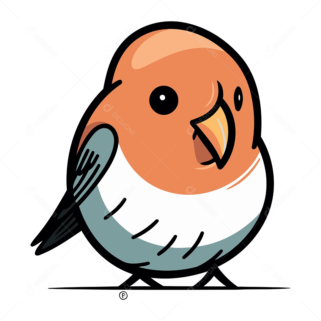 Pássaro Tordo de Desenho Animado Ilustração Vetor EPS